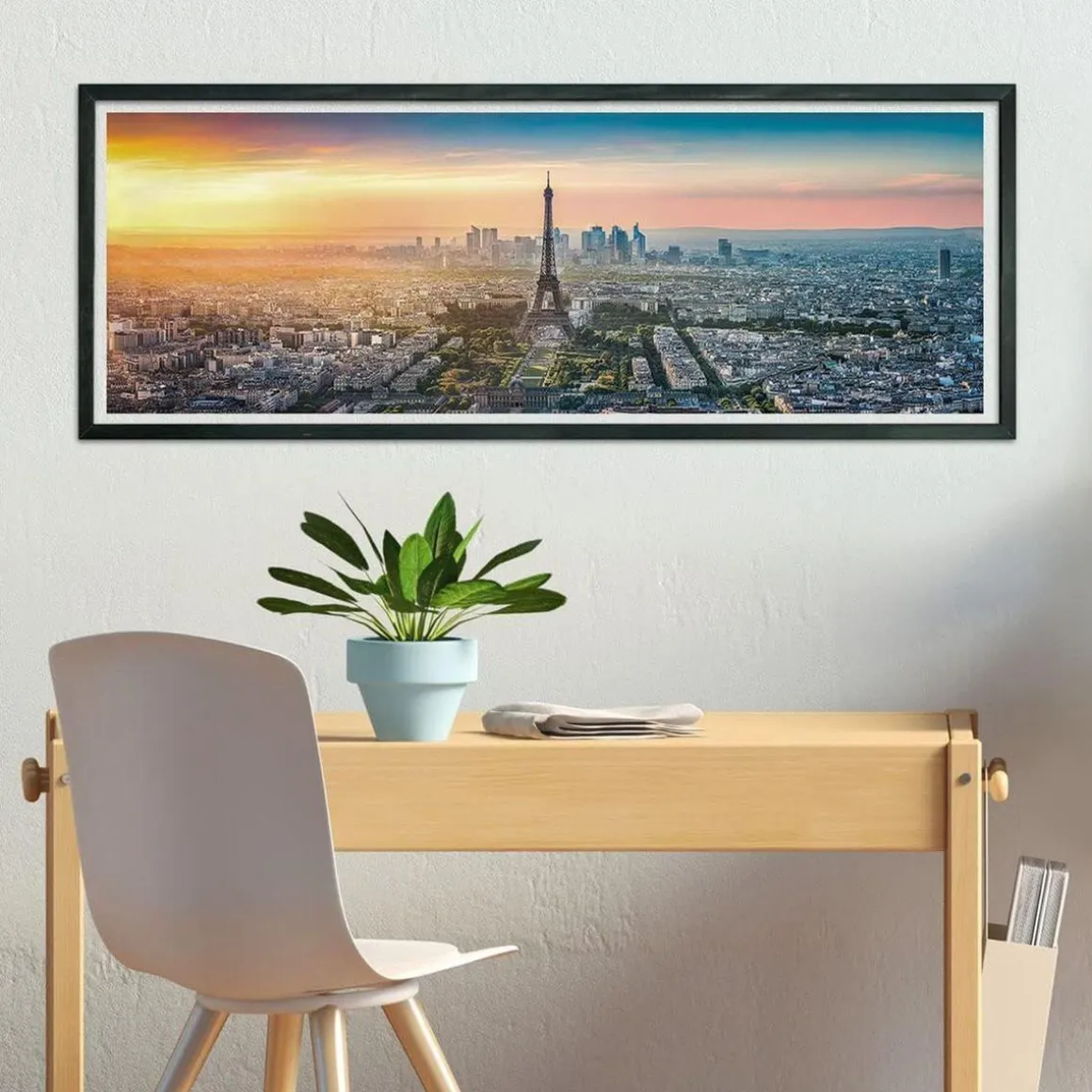 Clementoni - Puzzle panorámico de 1000 piezas, paisajes de ciudades, Skyline de París ㅤ