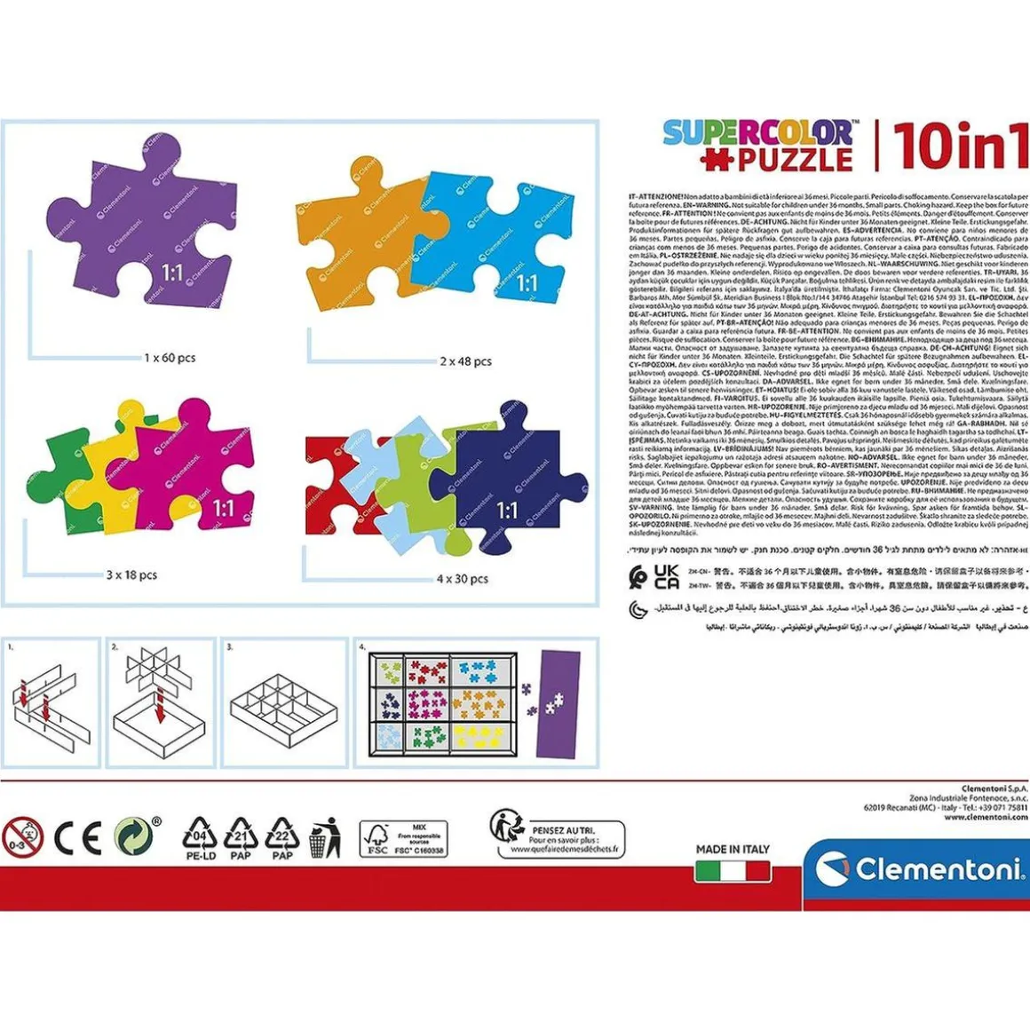 Clementoni - Puzzles progresivos de superhéroes DC Comics, 10 en 1, multicolor, tamaño medium ㅤ