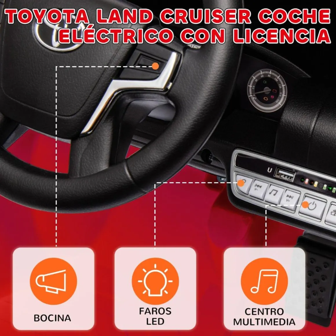 Coche eléctrico Toyota LAND CRUISER Rojo