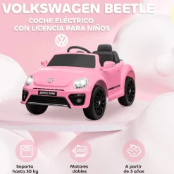 Coche eléctrico Volkswagen Beetle Rosa
