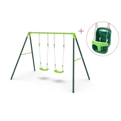 Columpio metálico doble Olea + asiento bebé