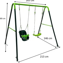 Columpio metálico doble Olea + asiento bebé