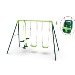 Columpio metálico triple Gingo + asiento bebé