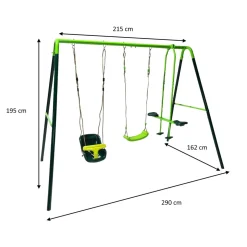 Columpio metálico triple Gingo + asiento bebé