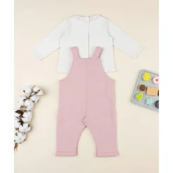 Conjunto bebé con peto rosa
