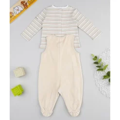 Conjunto bebé peto beige jirafa/león