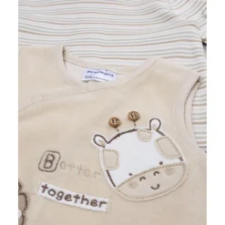 Conjunto bebé peto beige jirafa/león