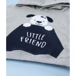 Conjunto felpa niño gris y azul con perrito