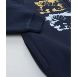 Conjunto jogging azul y verde con capucha para niño