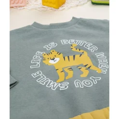 Conjunto jogging bebé verde y amarillo