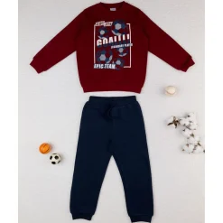 Conjunto jogging burdeos y azul para niño