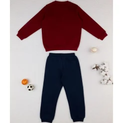 Conjunto jogging burdeos y azul para niño