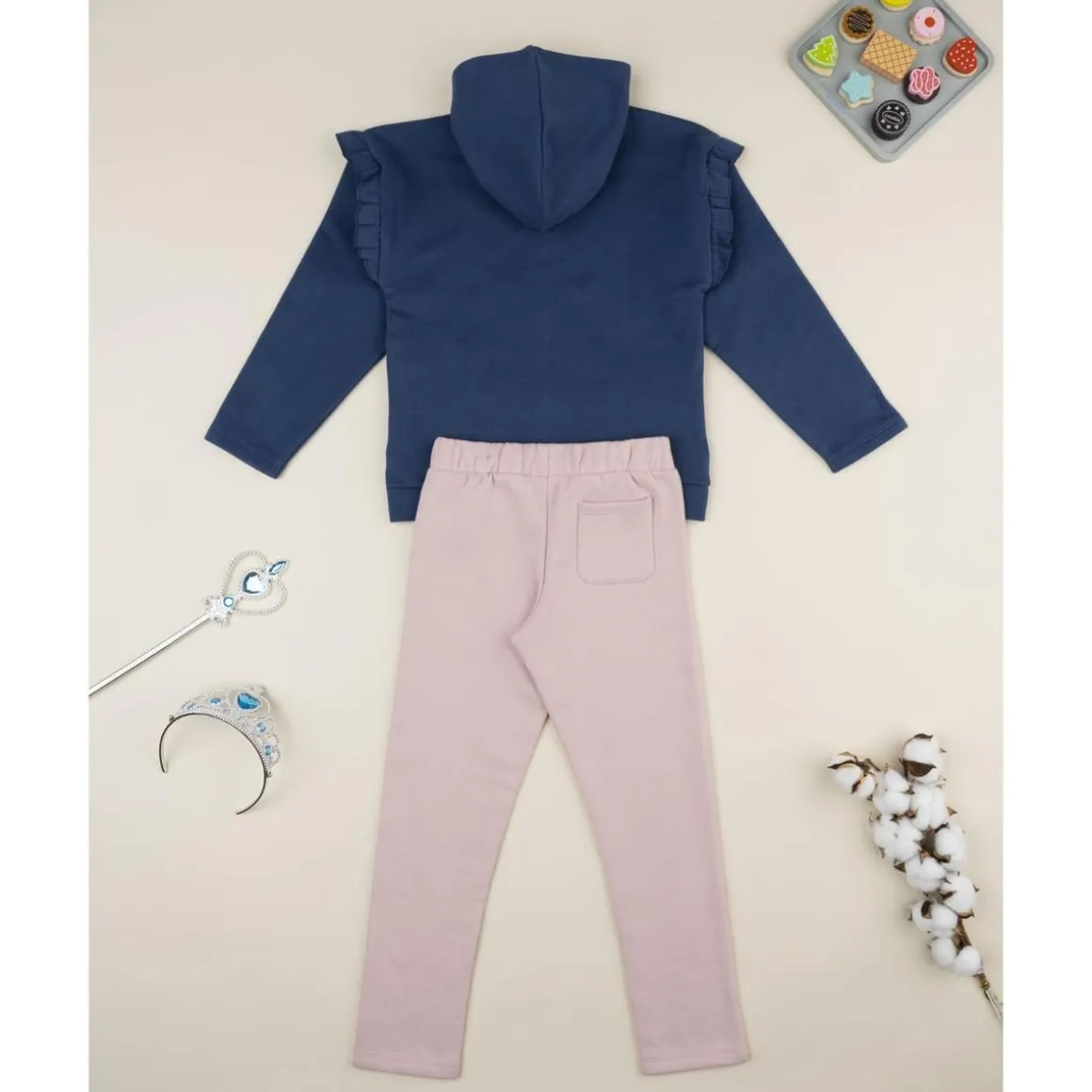 Conjunto jogging de niña azul y rosa