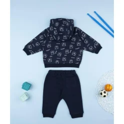 Conjunto jogging de niño azul con estampado de ositos