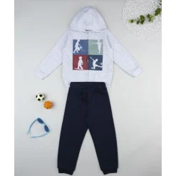 Conjunto jogging de niño gris y azul