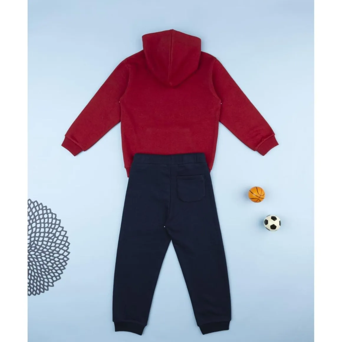 Conjunto jogging niño burdeos/azul capucha