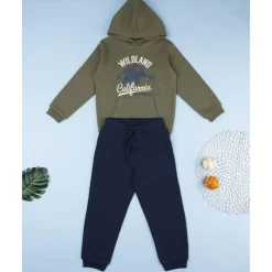Conjunto jogging niño verde y azul con capucha