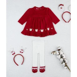 Conjunto vestido y leotardos niña Navidad