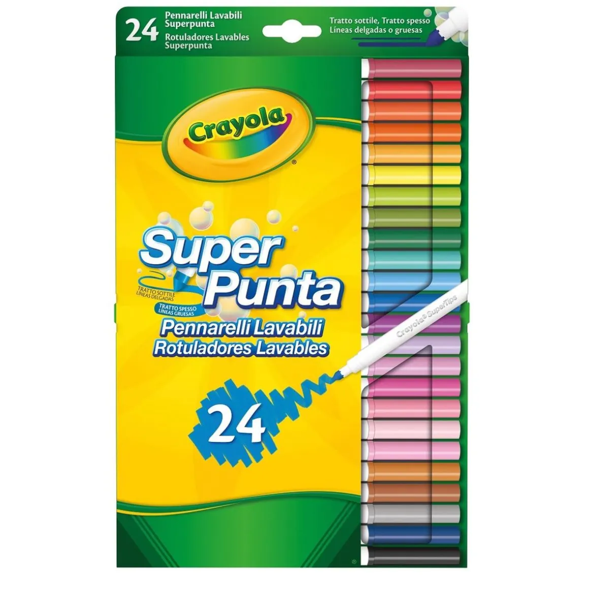 Crayola - 24 Rotuladores Súper Punta Lavables