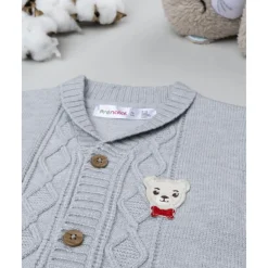 Cárdigan bebé gris con parche