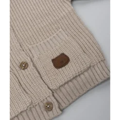 Cárdigan de niño marrón tricot con capucha