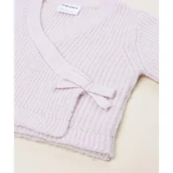 Cárdigan niña rosa con lazo