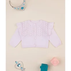 Cárdigan niña rosa con volantes