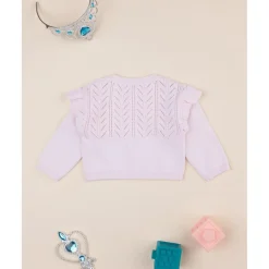 Cárdigan niña rosa con volantes