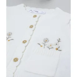Cárdigan tricot de niña con flores bordadas