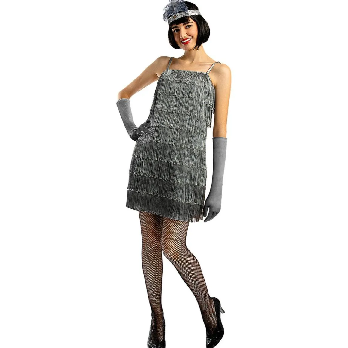 Disfraz de charlestón años 20 plateado XL