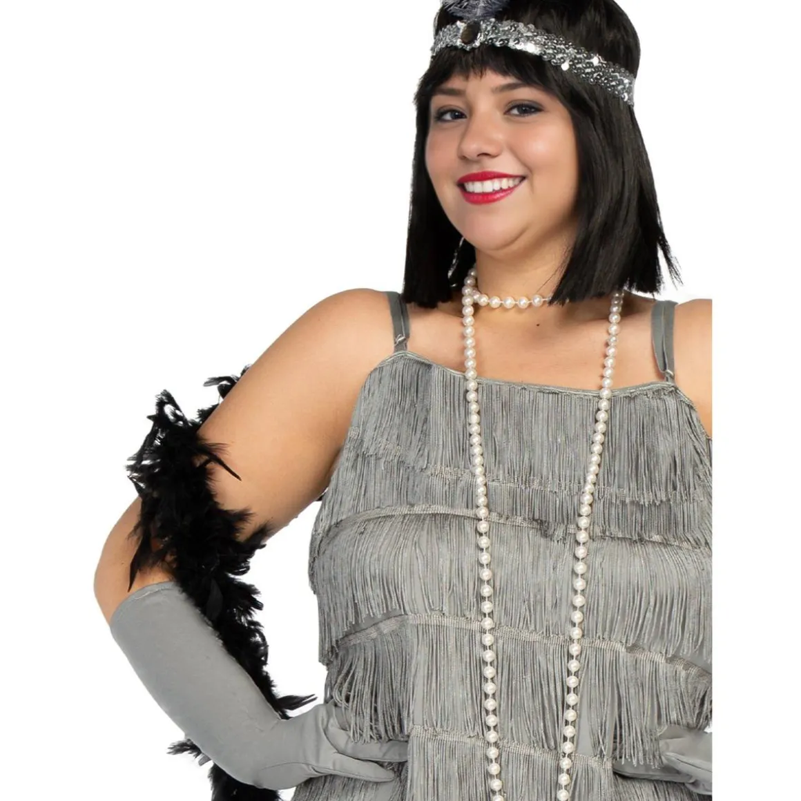 Disfraz de charlestón años 20 plateado XL