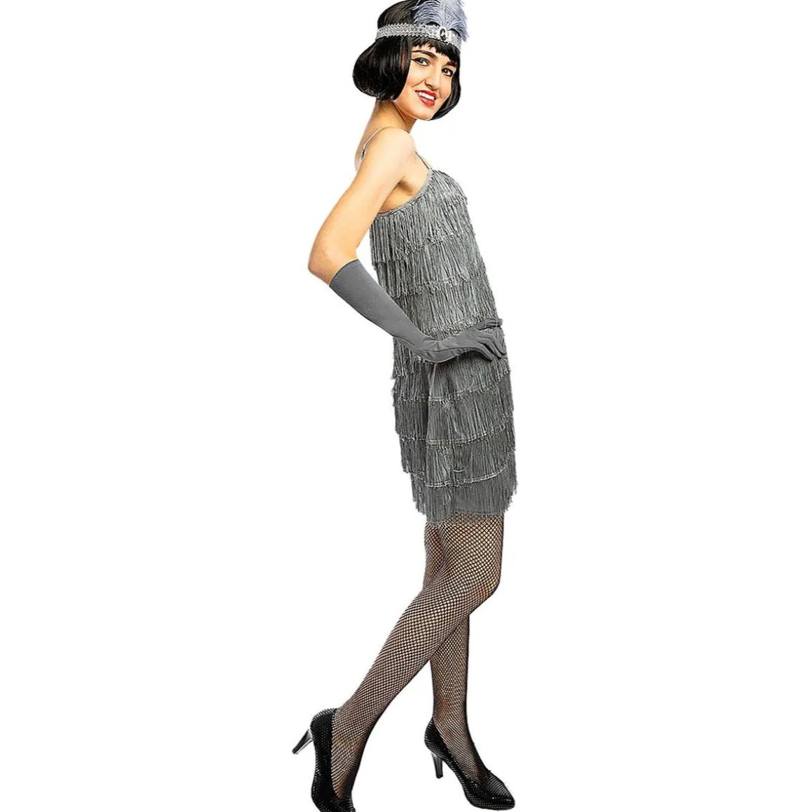 Disfraz de charlestón años 20 plateado XL