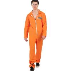 Disfraz de convicto naranja hombre M-L