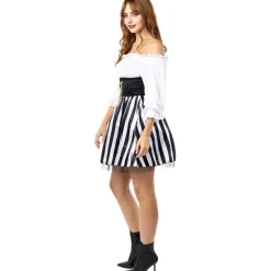 Disfraz de Pirata a rayas para mujer - Colección blanco y negro - Talla M