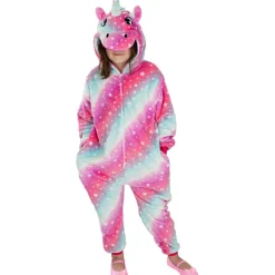 Disfraz de unicornio multicolor onesie para niños 3-4 años