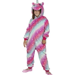 Disfraz de unicornio multicolor onesie para niños 3-4 años