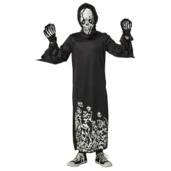 Disfraz infantil - Esqueleto siniestro que brilla en la oscuridad talla L