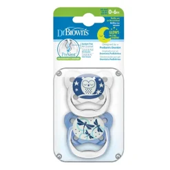 Dr. Brown's - 2 Chupetes Prevent Nocturno 0-6M Azul
