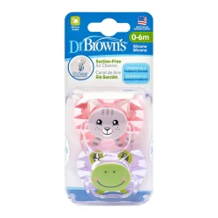 Dr Brown's - Pack 2 Chupetes Animales 0-6 meses Rosa