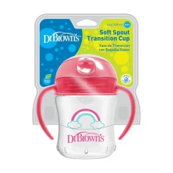 Dr. Brown´s - Vaso Transición boquilla suave 180 ml Rosa