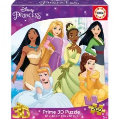 Educa Borras - Princesas Disney - Puzzle de 200 piezas con efecto 3D