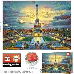 Educa Borras - Puzzle 500 piezas Torre Eiffel: montaje y cola Fix incluidos ㅤ