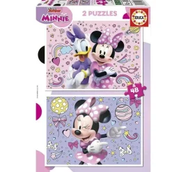 Educa Borras - Set de 2 Puzzles Minnie: 48 piezas cada uno, 28x20 cm montados ㅤ