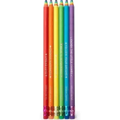 Energía - Juego de 6 lápices HB arco iris con frases inspiracionales y goma en la base ㅤ