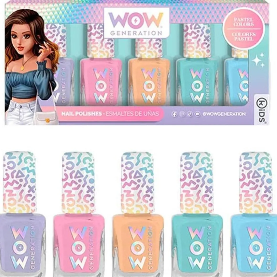 Esmalte de uñas Multicolor Pack de 5 botes Wow Generation ㅤ
