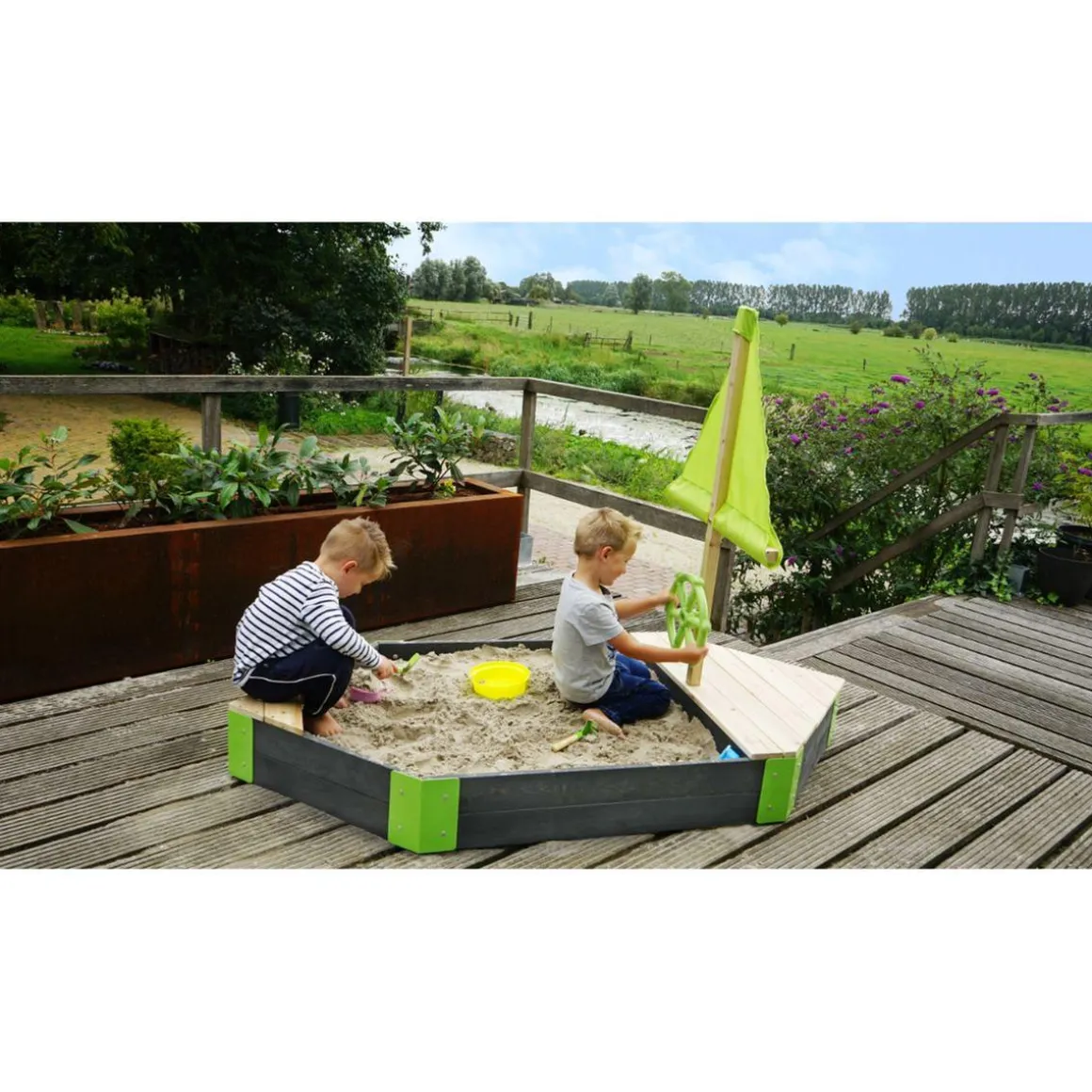 Exit - Arenero de madera Aksent Velero 190 x 90 cm