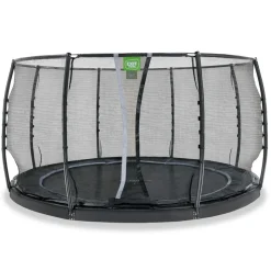 Exit - Cama elástica de suelo Dynamic 427 cm negro con red de seguridad