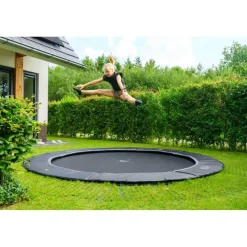 Exit - Cama elástica de suelo Dynamic 366 cm negro con perímetro de seguridad