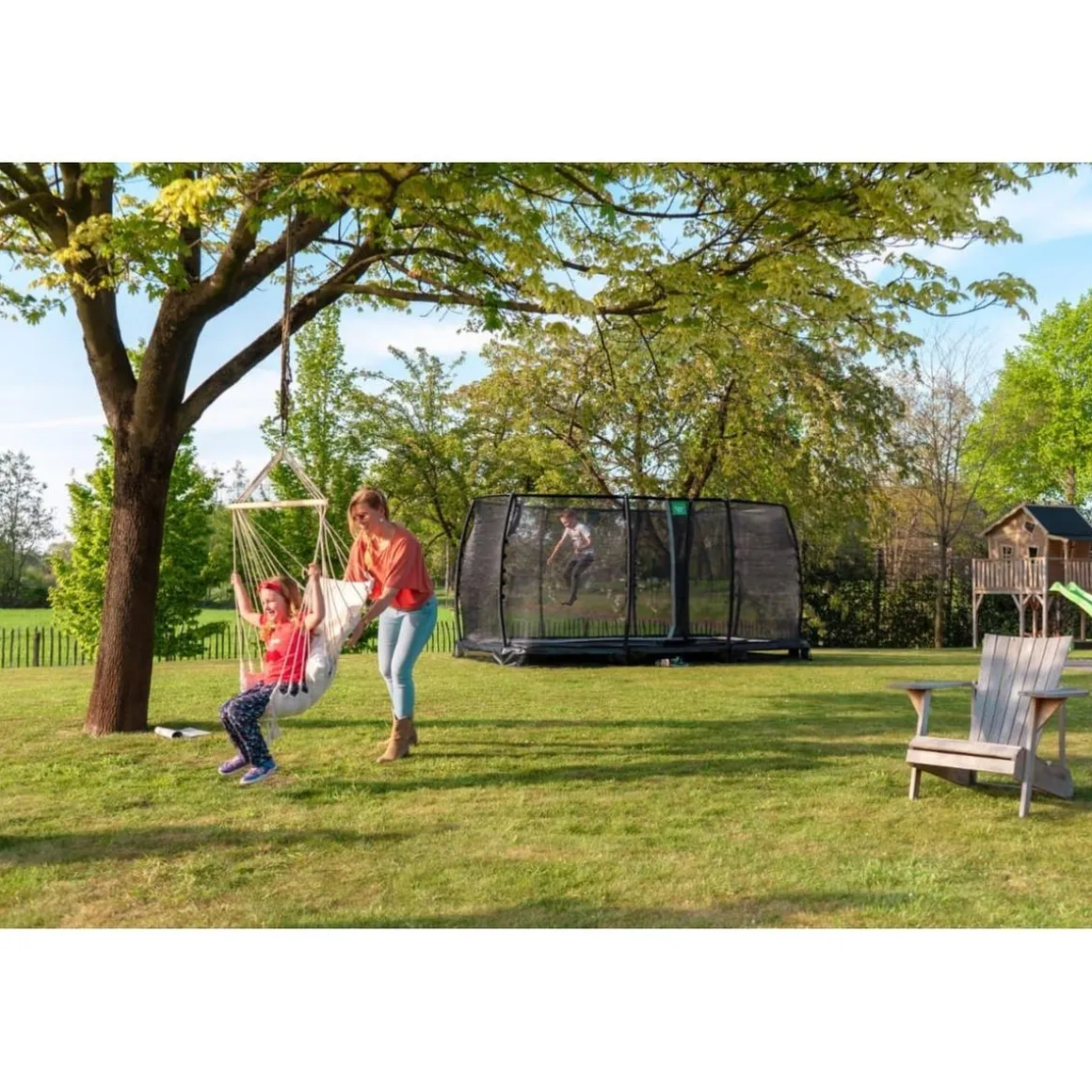 Exit - Cama elástica de suelo Allure Premium 214 x 366 verde