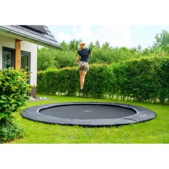 Exit - Cama elástica de suelo Dynamic 305 cm negro con perímetro de seguridad